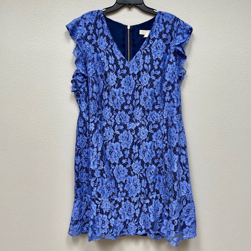 Michael Kors Lace Flutter Sleeve Ruffle Dress